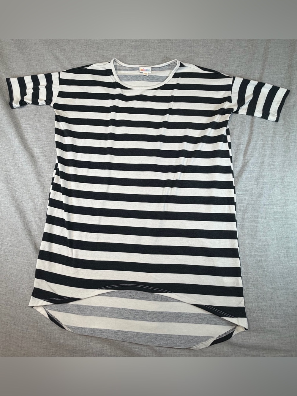 LuLaRoe Black and White Striped Tunic Top oversized